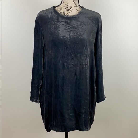 RHIE Pintuck Pleated Velvet Mini Dress Size 4 Grey - Picture 1 of 7